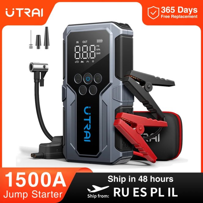 Пусковий зарядний пристрій бустер, Power bank - UTRAI 1500A Car Jump Starter + компресор 150 PSI — изображение 2