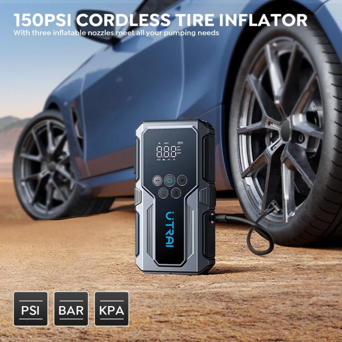 Пусковий зарядний пристрій бустер, Power bank - UTRAI 1500A Car Jump Starter + компресор 150 PSI — изображение 4