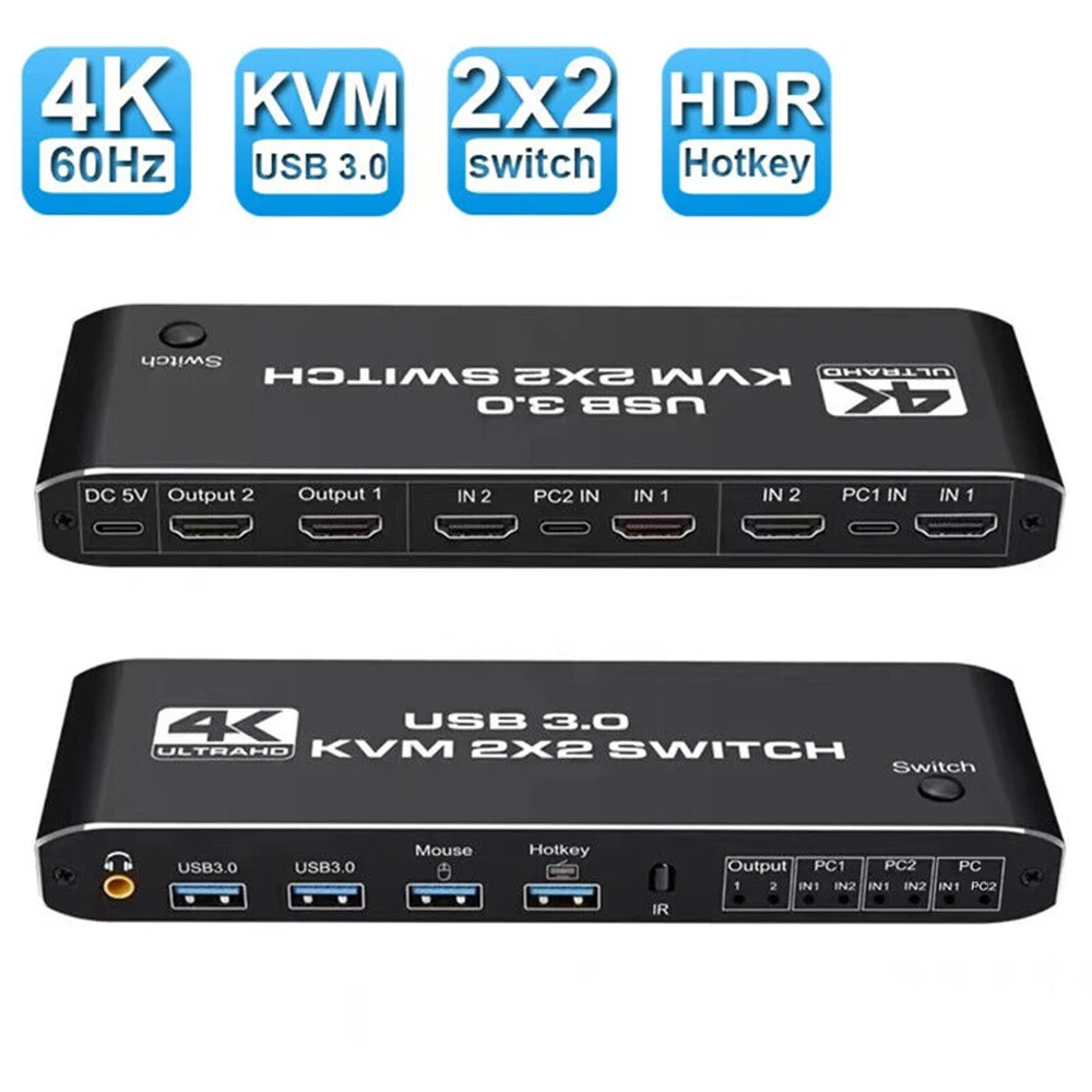 2x2 HDMI KVM Switch 4K 60Hz Dual Monitor KVM HDMI Extended Display USB KVM Switcher 2 in 2 out for 2 Computers Share 2 Monitors - AliExpress 44