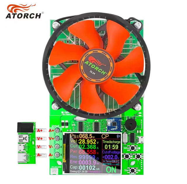 150Вт Электронная нагрузка ATORCH DL24 Bluetooth, USB тестер, Измеритель ёмкости. 200В, 20А