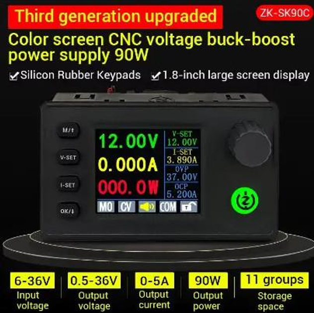 DC-DC знижувальний/підвищувальний перетворювач ZK-SK90C CC/CV 6-36 V 5 A 90 W