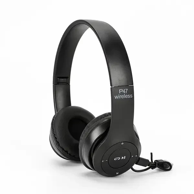 Бездротові Навушники P-47 Bluetooth + MicroSD + FM Радіо Чорний (71901SH788)
