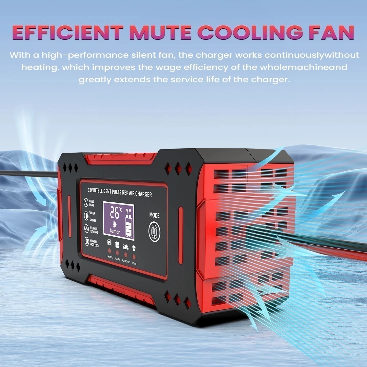 Інтелектуальний зарядний пристрій для автомобільного акумулятора 6A 12V. Ремонт свинцево-кислотних акумуляторів РК-дисплей — изображение 4