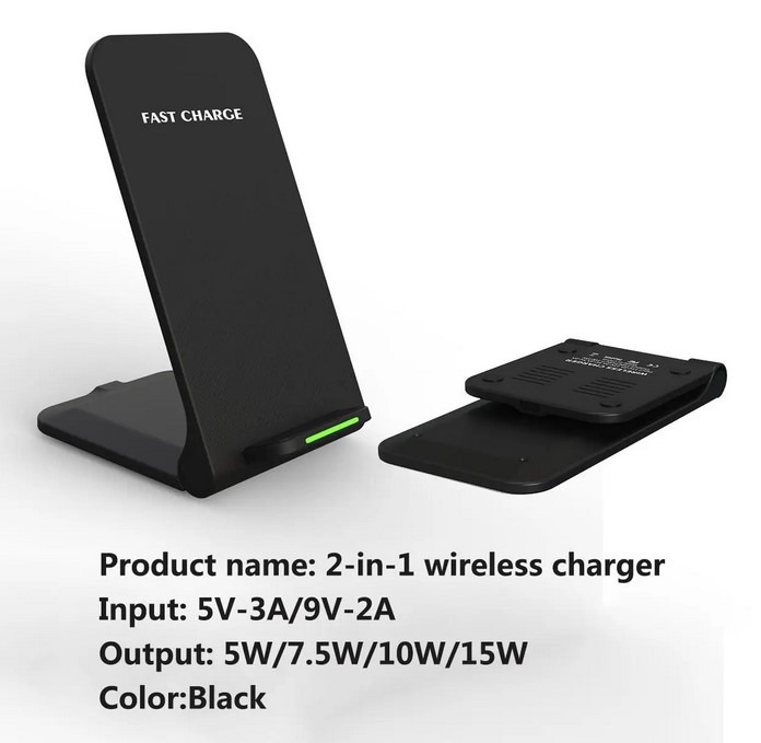 Складаний бездротовий зарядний пристрій 15W black