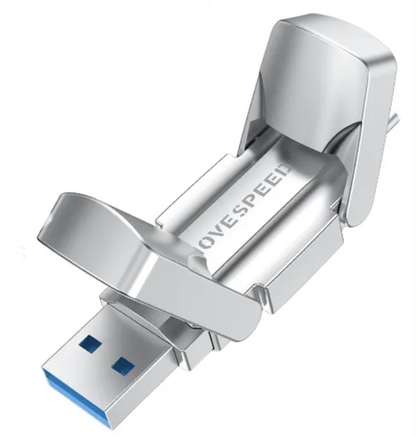Зовнішній Твердотільний накопичувач Флешка 2 в 1 USB 3.2 + Type-C високошвидкісний 520Mb SSD Movespeed V1 256Gb