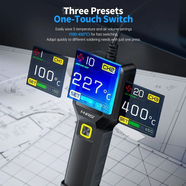 Паяльний фен Fnirsi SAG-55 Pro 550W максимальна комплектація