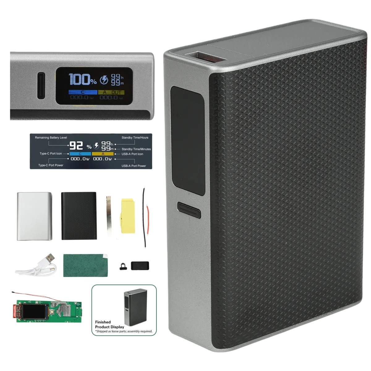 Power Bank Kit 21700 - корпус акумулятора - 22,5 Вт модуль швидкої зарядки, TFT кольоровий екран цифровий DIY