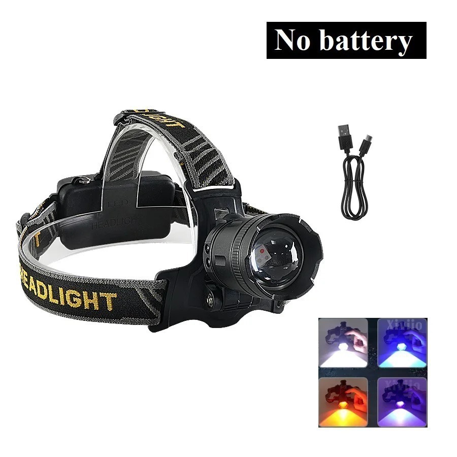 Потужний світлодіодний налобний ліхтарик Paweinuo HT337 з червоним світлом і датчиком руху, 3*18650 акумуляторний