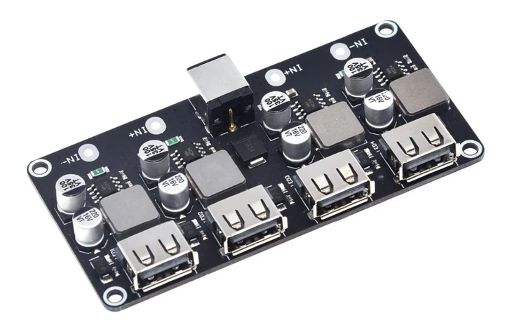 Плата швидкої зарядки DC перетворювач павербанк QC 3.0 Powerbank 4 USB 5,9,12V Модуль зарядне