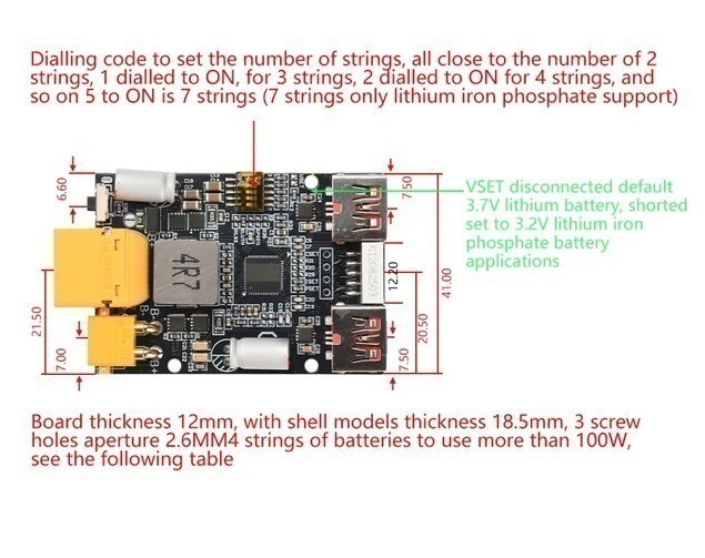 Модуль Power Bank CR-LI100S 100W 2-7S USB / Type-C XT30 XT60 LiFePO4, Li-ion — изображение 5