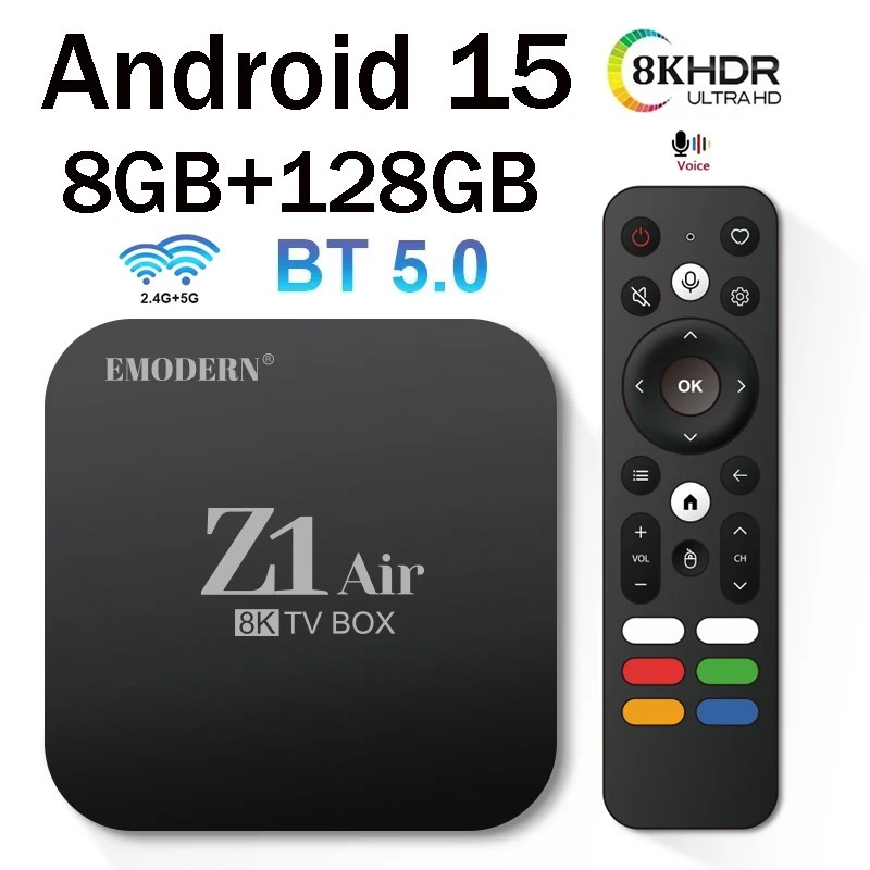 Смарт ТВ приставка Smart TV Box Z1 Air Android 15, 8gb+128g, Allwinner H313 Quad Core, 4G 5G Dual WiFi HD 8K 4K
