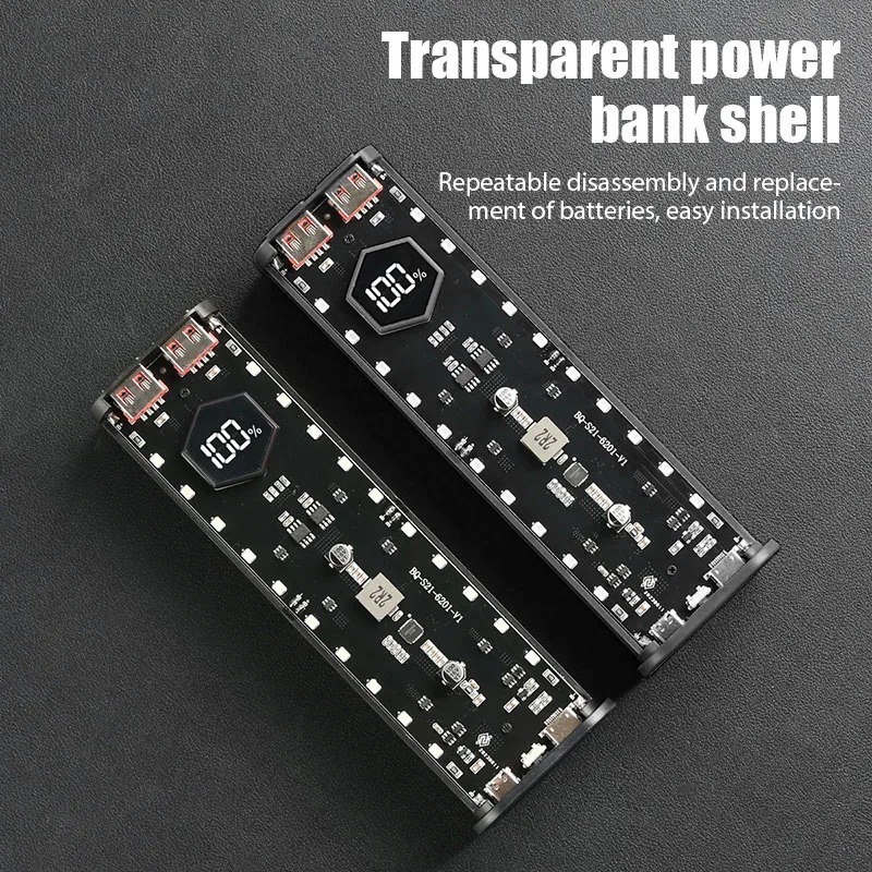 Корпус для павербанку Power Bank 4×21700, 22.5W швидка зарядка, LED світильник, порти USB-C, Lightning бокс — изображение 3