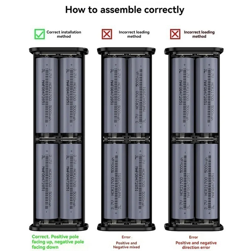 Корпус для павербанку Power Bank 4×21700, 22.5W швидка зарядка, LED світильник, порти USB-C, Lightning бокс — изображение 4