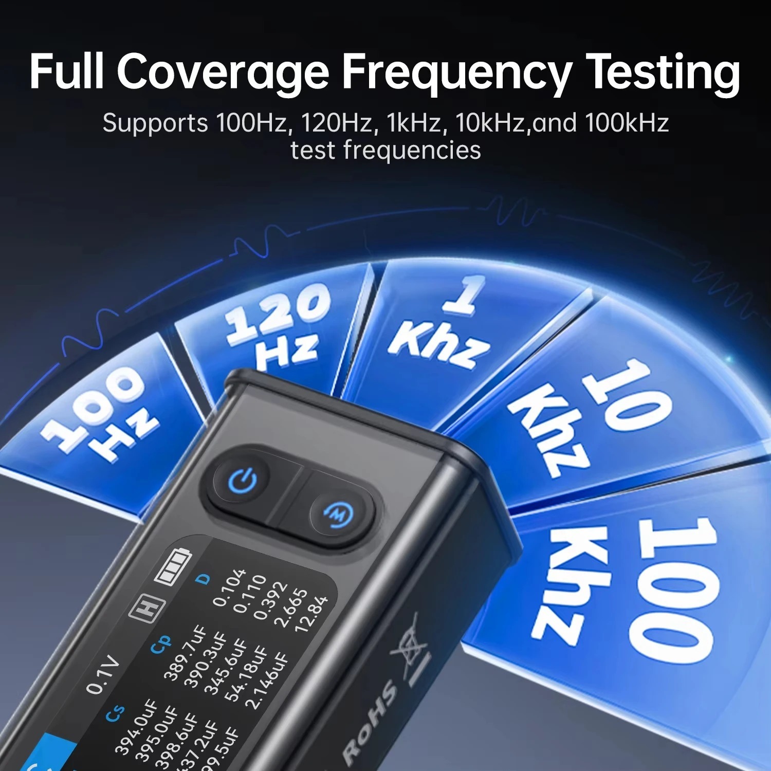 Цифровой пинцет-тестер SMD FNIRSI LCR-ST2 - LCR, ESR, (100 кГц) обновленный LCR-метр, щупы Кельвина — изображение 5