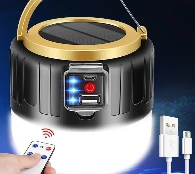 Кемпінговий ліхтар IPX5 водонепроникний з дистанційним керування та Power Bank - чорний