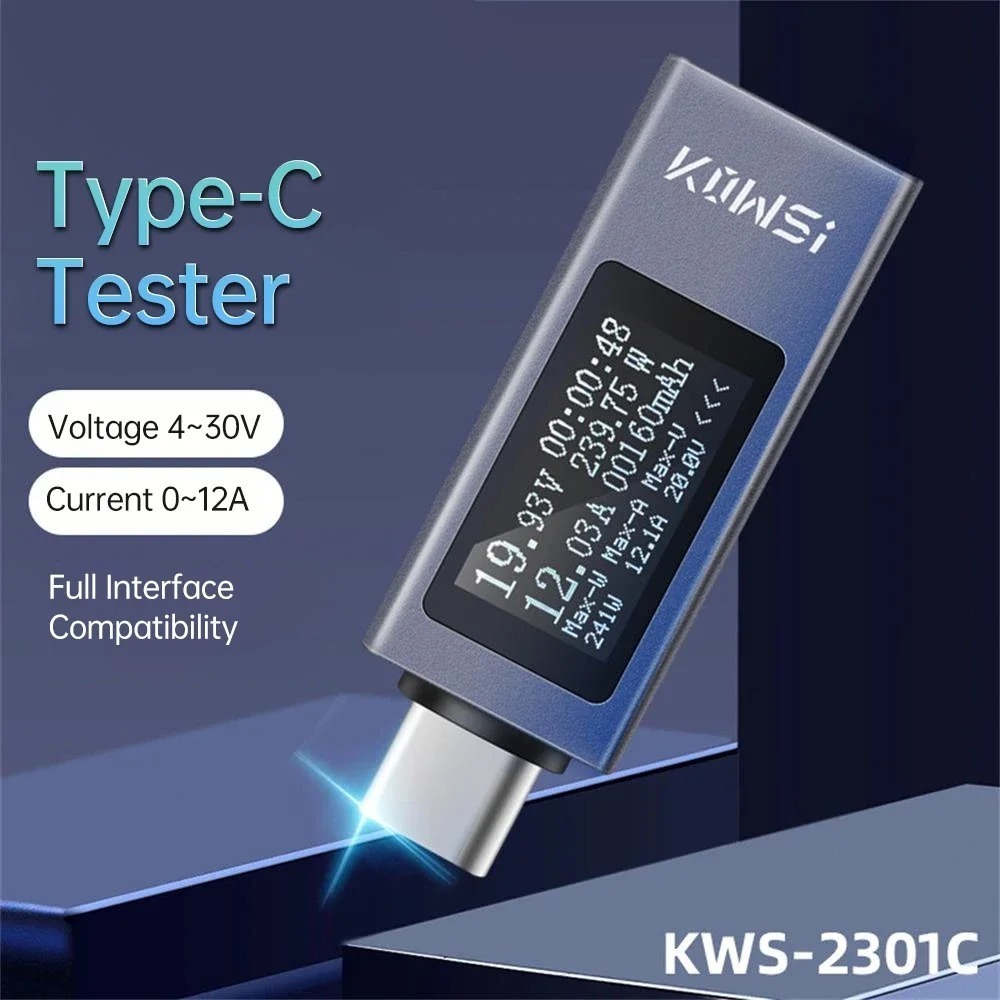 Тестер USB Type-C / 240W / 4-30V / QC3.0 / 12А - KOWSI KWS-2301C