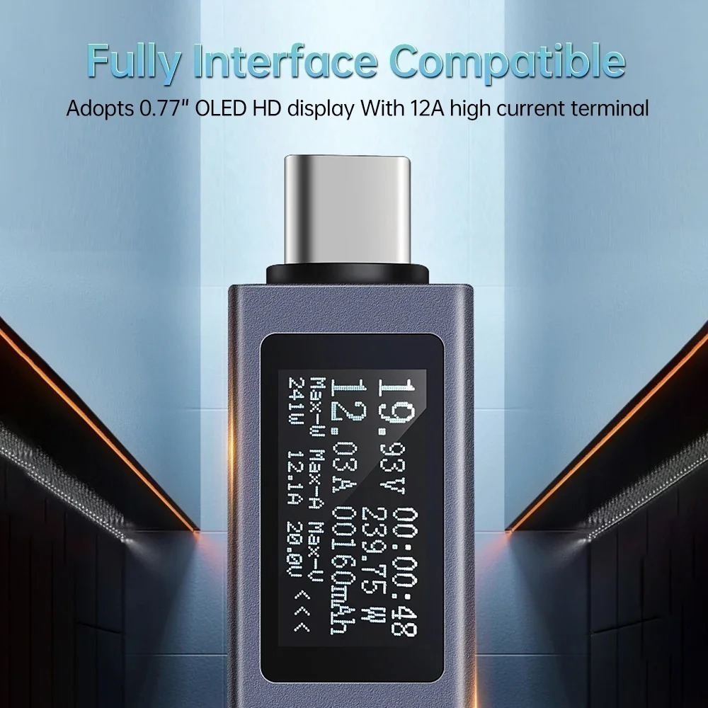 Тестер USB Type-C / 240W / 4-30V / QC3.0 / 12А - KOWSI KWS-2301C — изображение 2