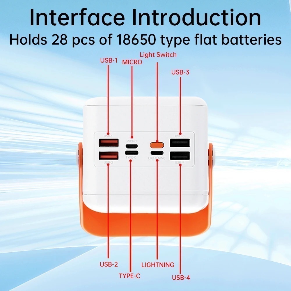 Корпус Multi-Повербанк S28, під елементи 18650 до 28 шт, 22.5W, з ліхтарем, чорний — изображение 7