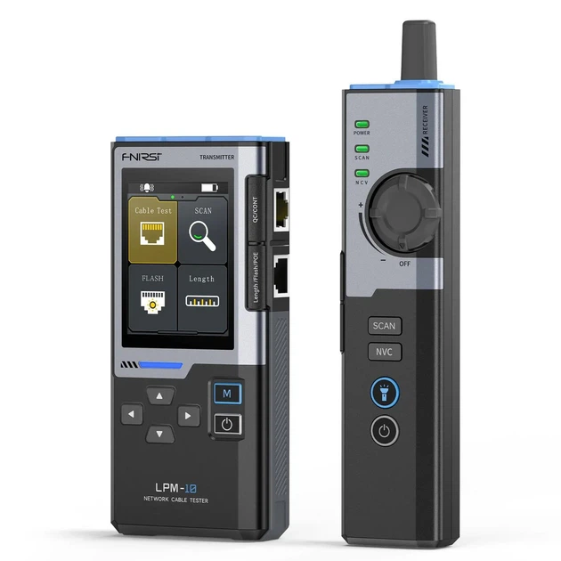Тестер кабельний FNIRSI LPM-10 інтелектуальний інструмент для захисту портів та ремонту мереж від перешкод, RJ45/RJ11, LAN-кабелів Black