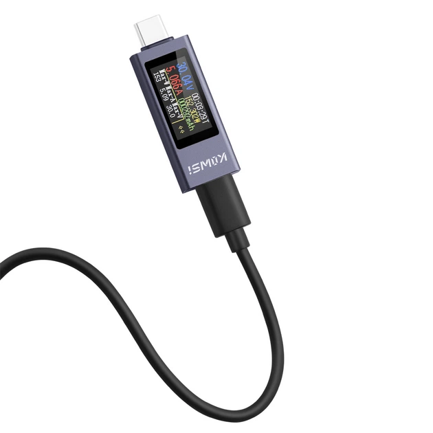 USB тестер KWS-2302C Type-C 4–30 В 0–12 А для вимірювання струму, напруги, потужності та енергії