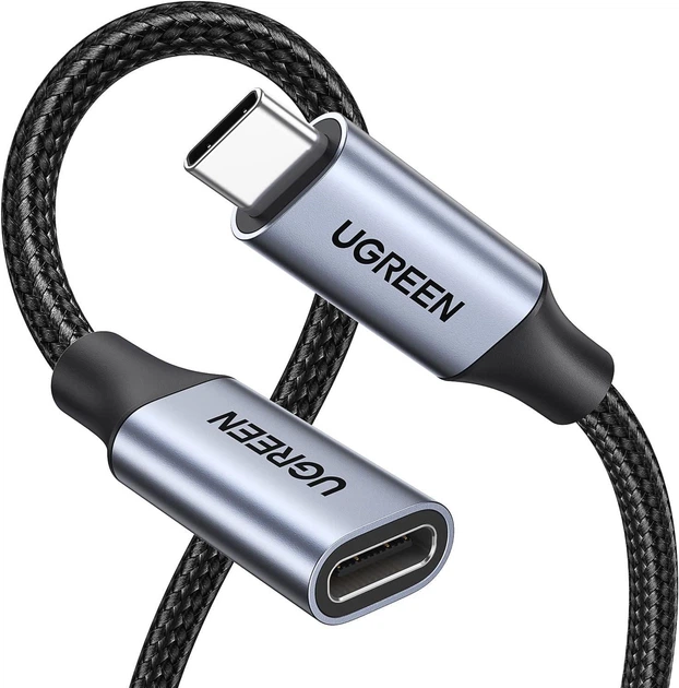 Кабель Ugreen US372 USB-C Male to USB-C 3.1 Gen2 Female 5A 10Gbps 1 м Black (UGR-30205)