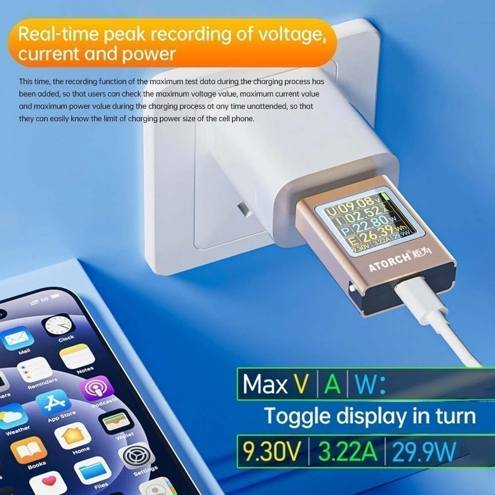 USB-тестер ATORCH AT085 4.5 В - 50 В 0-12 А — изображение 6