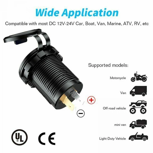 USB зарядка в авто врізна на 2 ЮСБ гнізда з вольтметром 12 - 24 Вольт, QC 3.0 (швидка зарядка) Зелене підсвічування (65737524)