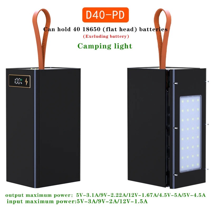 Корпус для Power Bank 40×18650 D40-PD та LED-ліхтариком