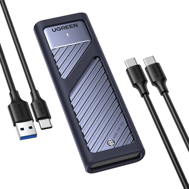 Зовнішня кишеня Ugreen CM559 M.2 NVMe/SATA USB 3.2 Gen 2 10 Гбіт/с алюмінієва з силіконовим чохлом Сірий (90408)