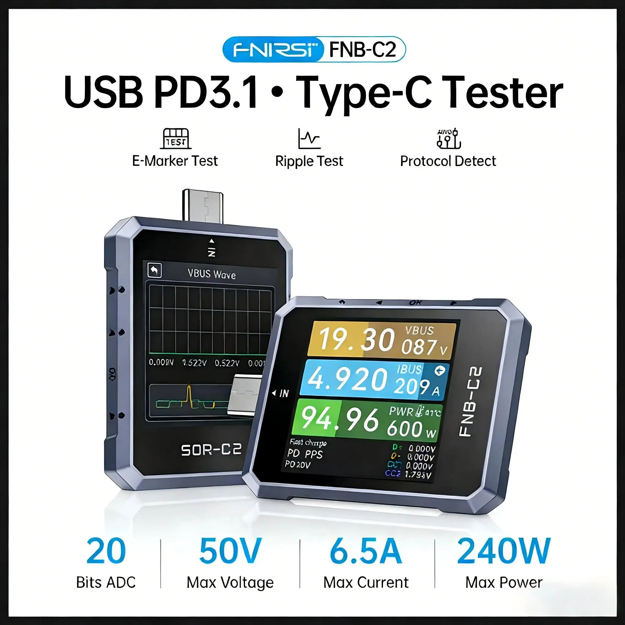 Тестер FNIRSI FNB-C2 USB Type-C PD 3.1