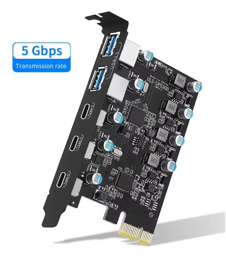 Карта розширення PCIe4X USB3.2 3xType-C, 2xUSB-A 5gbps